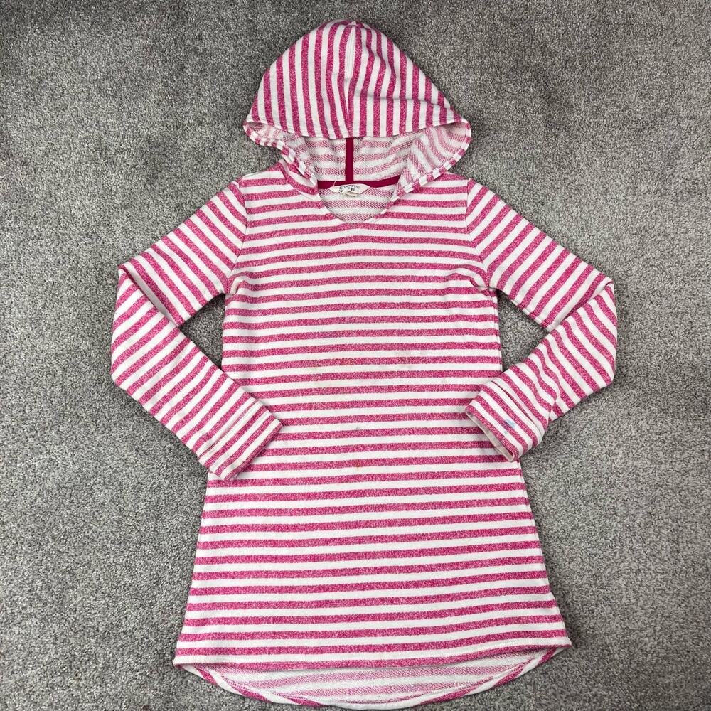 Lands End Kids Pink/white striped swim cover up size small